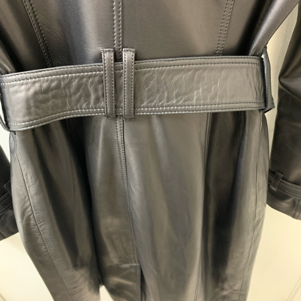 NWT Burberry London Black Double-Breasted Leather Trench Coat US.4 - Picture 10 of 13